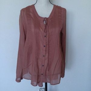 Free People Rust  Hi_Lo tunic.Long sleeves.
